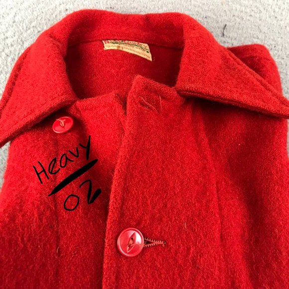 Vintage 40s Mens North Country Wool Double Pocket Button Shirt Jacket Red USA XL - Picture 9 of 9
